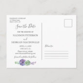 Lila succulenten Foto's Sla de datum op Aankondigingskaart (Achterkant)