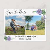 Lila succulenten Foto's Sla de datum op Aankondigingskaart (Voorkant)