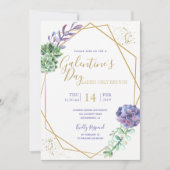 Lila succulenten Galentine's Day party-uitnodiging Kaart (Voorkant)