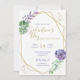 Lila succulenten Galentine's Day party-uitnodiging Kaart