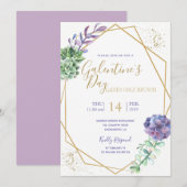 Lila succulenten Galentine's Day party-uitnodiging Kaart (Voorkant / Achterkant)