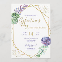 Lila succulenten Galentine's Day party-uitnodiging Kaart