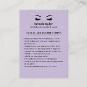 LILA Suede Wimper Browbar Nazorginstructies Visitekaartje (Voorkant)