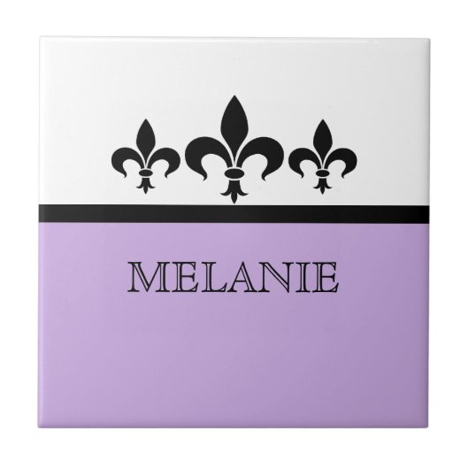 Lila Swanky Fleur De Lis Tegel Tegeltje (Voorkant)