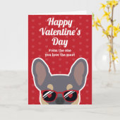 Lila Tan Franse Bulldog Valentijnsdag Kaart (Gele Bloem)