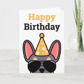 Lila Tan French Bulldog Happy Birthday Kaart (Voorkant)