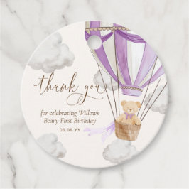 Lila teddybeer bedankt Beary eerste verjaardag Bedankjes Labels