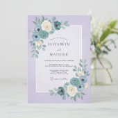 Lila Theel Ranunculus Eucalyptus Bruiloft Kaart (Staand voorkant)
