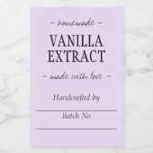 Lila Thuis Handgemaakte Vanille-extract Voedselcontainer Etiket (Enkel label)