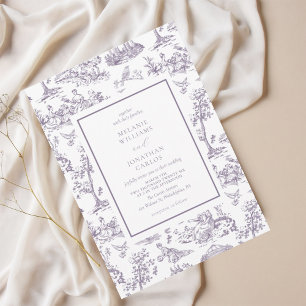 Lila Toile Classic Wedding Kaart