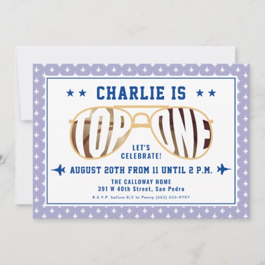 Lila TopOne-gevechtspiloot met thema eerste verjaa Kaart (Voorkant)