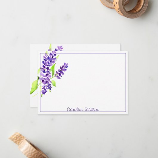 Lila troep gepersonaliseerd notitiekaartje (Voorkant / Achterkant in situ)