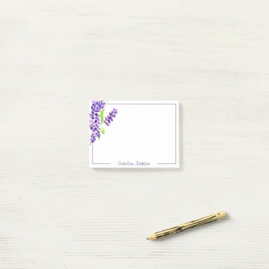 Lila troep gepersonaliseerd post-it® notes (Op bureau)