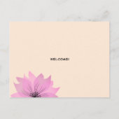 Lila trouwelegant bloembloem, roze bloem i uitnodiging briefkaart (Achterkant)