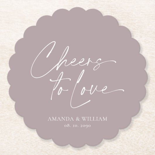 Lila Trouwpapier Onderzetter - Hoera voor de liefd (Voorkant)