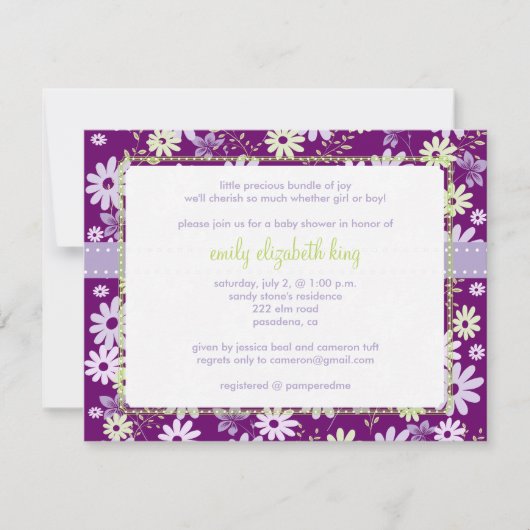 Lila ~ Tuin baby shower Kaart (Voorkant)