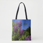Lila tuin, violet,  bloem, uw initialen tote bag (Voorkant)