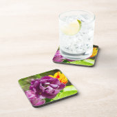 Lila tulpen op een zonnige dag bier onderzetter (Rechterzijde)