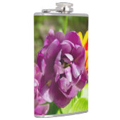 Lila tulpen op een zonnige dag heupfles (Rechts)