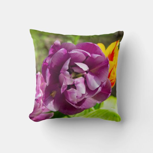 Lila tulpen op een zonnige dag kussen (Voorkant)