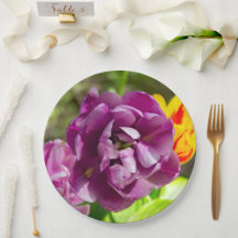 Lila tulpen op een zonnige dag