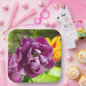 Lila tulpen op een zonnige dag papieren bordje (Feest)