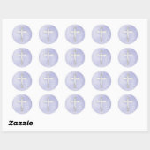 Lila Twirl Silver Pearl Cross Ronde Sticker (Vel)