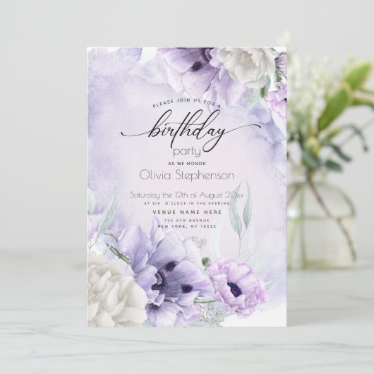 Lila uitnodiging tot het indienen van papavermaker (Staand voorkant)