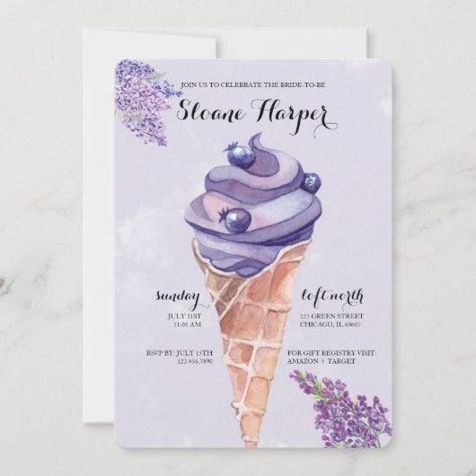 Lila uitnodiging tot het indienen van sociale tele (Voorkant)