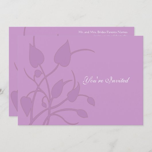 Lila uitnodiging tot het uitzenden van een lederwe (Voorkant / Achterkant)