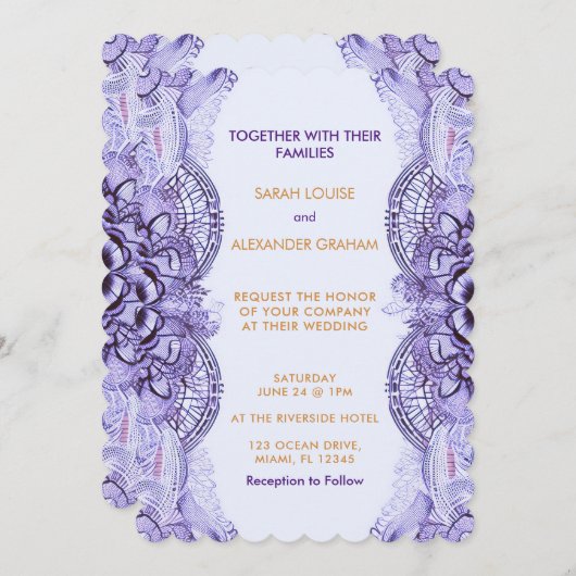 Lila uitnodiging tot het uitzenden van een wedstri (Voorkant / Achterkant)