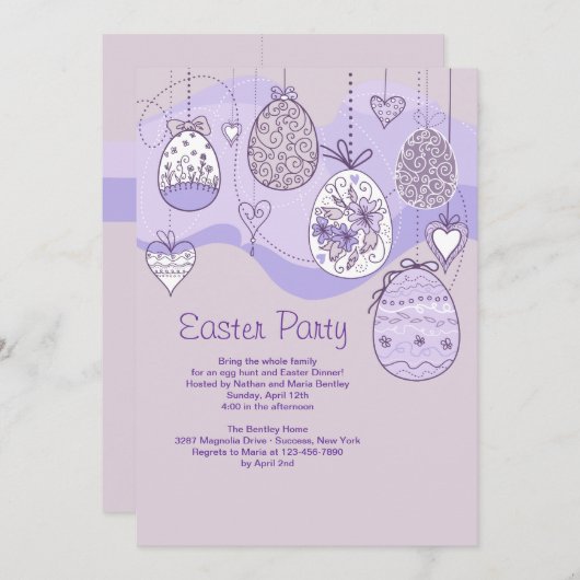 Lila uitnodiging tot Pasen (Voorkant / Achterkant)