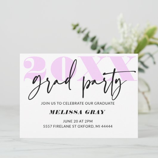 Lila uitnodiging van de moderne partij Pastel Ombr (Staand voorkant)