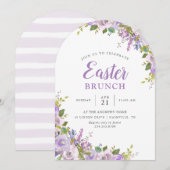 Lila uitnodiging van de partij Floral-Brunch (Voorkant / Achterkant)