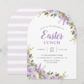 Lila uitnodiging van Floral Easter Lunch (Voorkant / Achterkant)