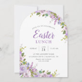 Lila uitnodiging van Floral Easter Lunch (Voorkant)