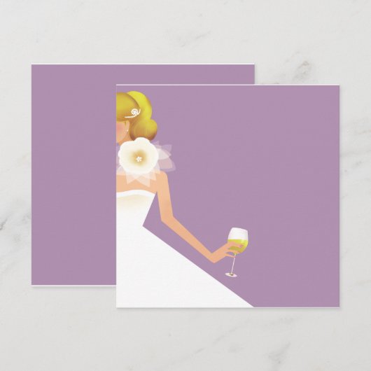 lila uitnodiging voor het douchen van bruid (Voorkant / Achterkant)