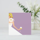 lila uitnodiging voor het douchen van bruid (Staand voorkant)