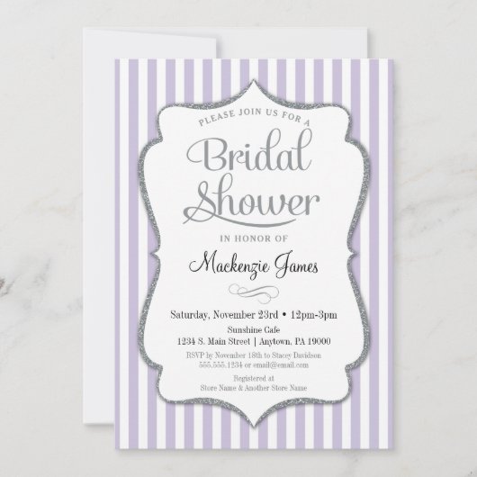 Lila uitnodiging voor lavender Gray Bridal (Voorkant)
