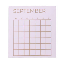 Lila Undated September Kalender voor Planner Notitieblok