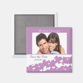 Lila veld van harten opslaan van de datum magneet (Voorkant / Achterkant)