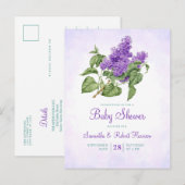Lila ventilator Botanisch Paars groen Baby shower Uitnodiging Briefkaart (Voorkant / Achterkant)