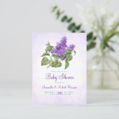 Lila ventilator Botanisch Paars groen Baby shower Uitnodiging Briefkaart (Staand voorkant)