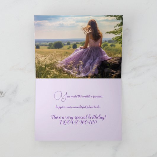 LILA VERJAARDAG KAART (Binnen)