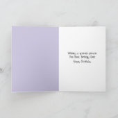 Lila verjaardagsboeket met zilveren bladeren kaart (Binnen)