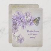 Lila verjaardagsuitnodiging kaart (Voorkant / Achterkant)