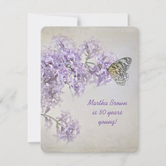 Lila verjaardagsuitnodiging kaart (Voorkant)