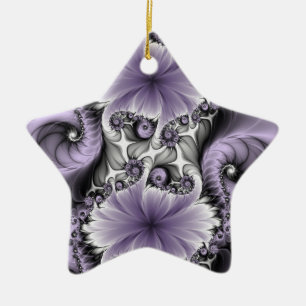 Lila verlichtingssterren Abstracte Floral Fractal  Keramisch Ornament