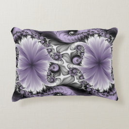 Lila Verlichtingsvlakte Abstract Floral Fractal Ar Accent Kussen