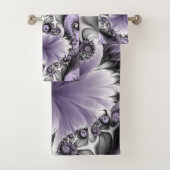 Lila Verlichtingsvlakte Abstract Floral Fractal Ar Bad Handdoek (Insitu)